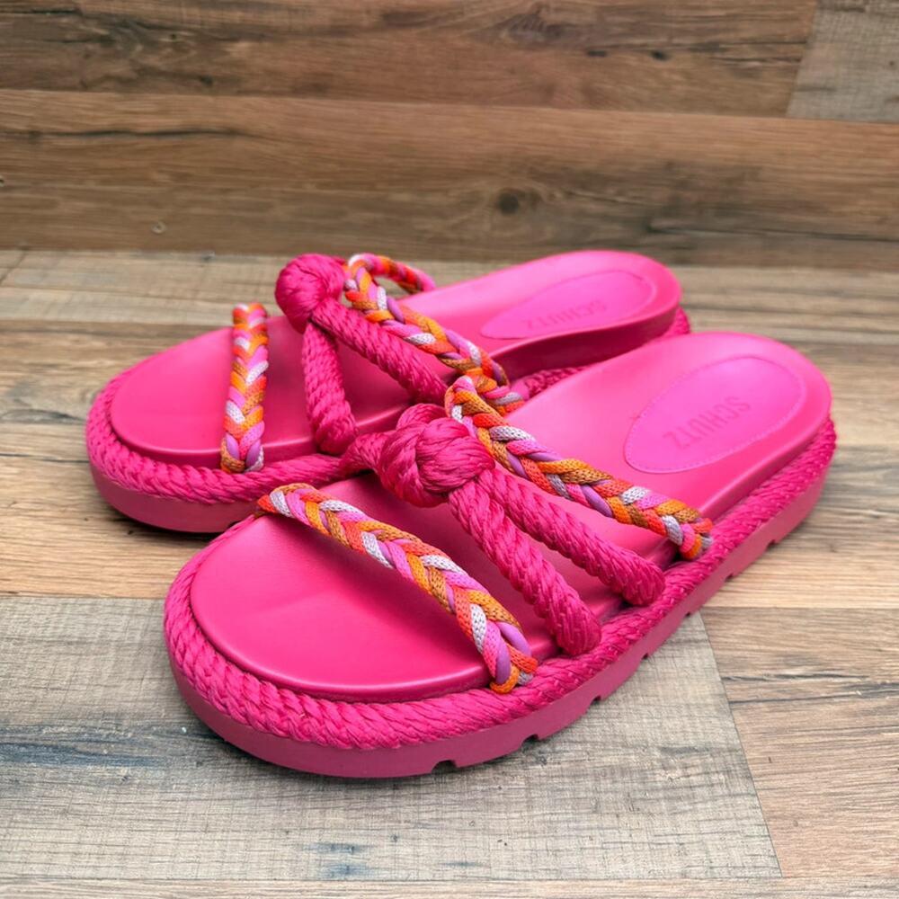 Schutz Mel Sporty size 8 Cordao Leather Sandals pink shoes
